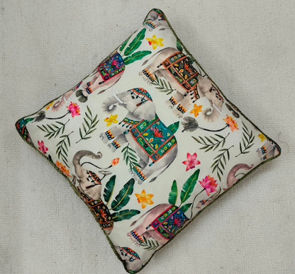 Colorful Elephant Cushion with Floral Patterns