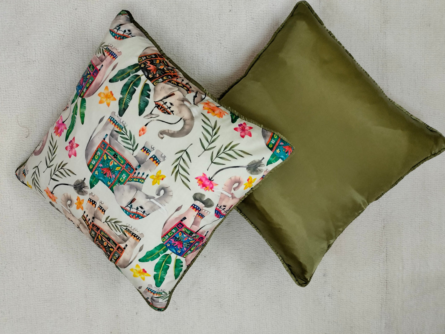 Colorful Elephant Cushion with Floral Patterns